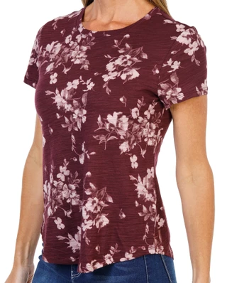 Thumbnail 3: Blue Sol Women's Short Sleeve Ava Floral Print Luxey Tee  