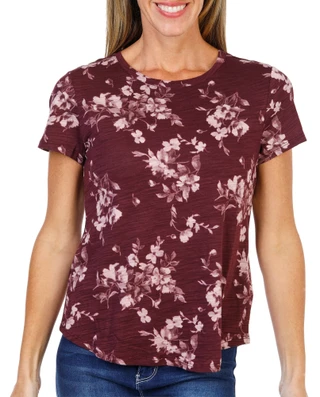 Thumbnail 1: Blue Sol Women's Short Sleeve Ava Floral Print Luxey Tee  