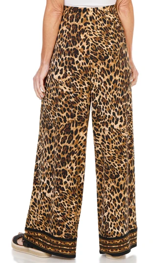 Thumbnail 3: Nicole Miller Women's Petite Animal Print Wide Leg Pull On Pants  