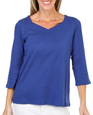 Thumbnail 1: Coral Bay Women's 3/4 Sleeve V-Neck Top 