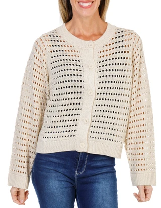 Thumbnail 1: MAX STUDIO Women's Long Sleeve Button Up Open Knit Cardigan  