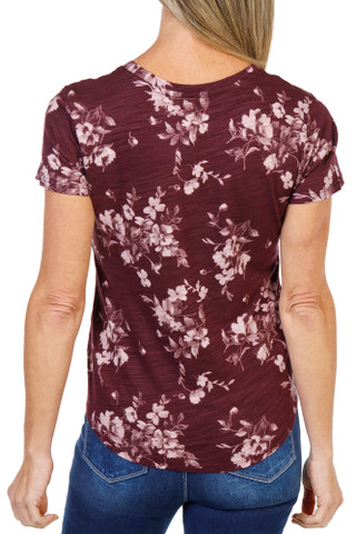 Thumbnail 3: Blue Sol Women's Petite Short Sleeve Ava Floral Luxey Tee 