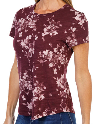 Thumbnail 4: Blue Sol Women's Petite Short Sleeve Ava Floral Luxey Tee 