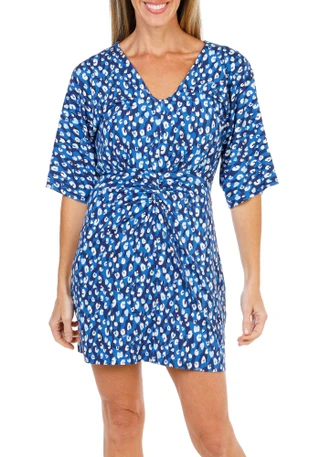 Thumbnail 1: LILLY PULITZER Women's Elbow Length Sleeve Print V-Neck Twist Front Dress 