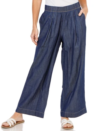 Thumbnail 1: Nautica Women's Denim Wide Leg Pull On Pants  