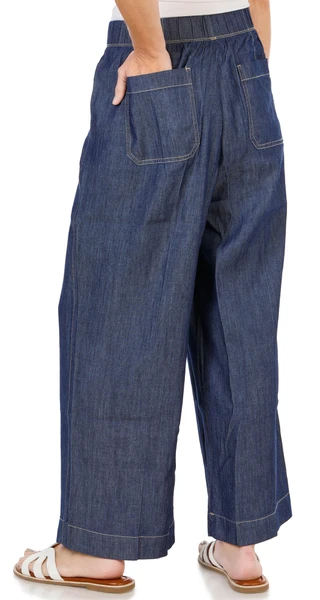Thumbnail 3: Nautica Women's Denim Wide Leg Pull On Pants  