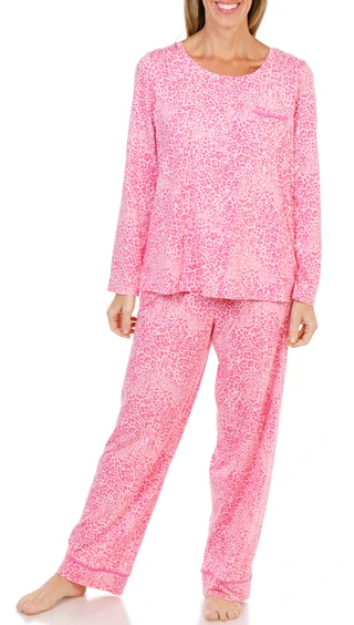 Thumbnail 1: Cuddl Duds 2 Pc Women's Long Sleeve Ditsy Crew Pajama Pants Set  