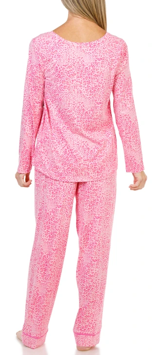 Thumbnail 2: Cuddl Duds 2 Pc Women's Long Sleeve Ditsy Crew Pajama Pants Set  