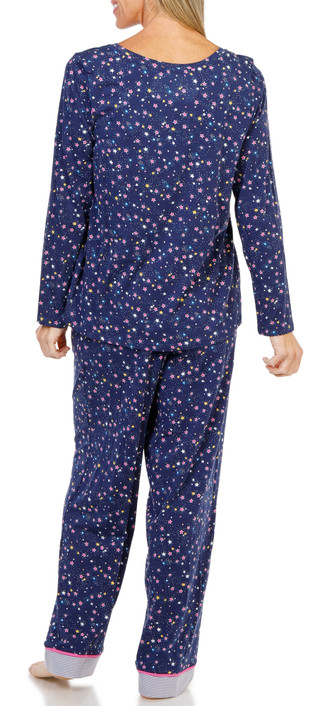 Thumbnail 2: Cuddl Duds 2 Pc Women's Long Sleeve Ditsy Crew Pajama Pants Set  