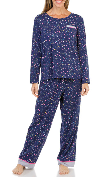 Thumbnail 1: Cuddl Duds 2 Pc Women's Long Sleeve Ditsy Crew Pajama Pants Set  