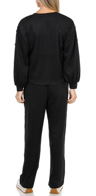 Thumbnail 2: BADGLEY MISCHKA 2 Pc Long Sleeve Crew Neck Rhinestone Pant Set  