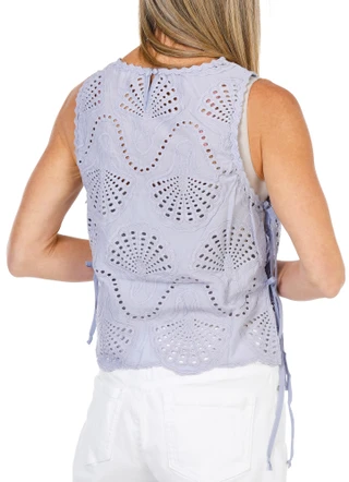 Thumbnail 3: BY TOGETHER Women's Sleeveless Floral Eyelet Top 