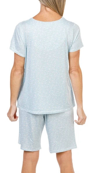 Thumbnail 3: Laura Ashley Women's 2 Pc Floral Short Sleeve Lace Trim Pajama Set 