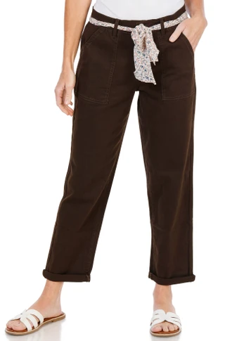 Thumbnail 1: Angels Women's Twill Convertible Straight Leg Pants w/ Belt  
