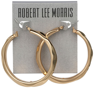 Thumbnail 1: ROBERT LEE MORRIS Thin Textured Hoop Earrings 