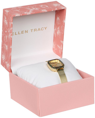 Thumbnail 1: Ellen Tracy Gold Mesh Square Watch  