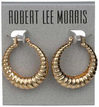 Thumbnail 1: ROBERT LEE MORRIS Small Textured Hoop Earrings 