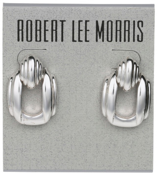 Thumbnail 1: ROBERT LEE MORRIS Ribbed Door Knocker Earrings 