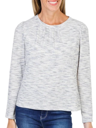 Thumbnail 1: ZAC AND RACHEL Women's Petite Long Sleeve Crew Neck Ribbed Top  