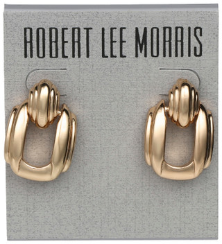 Thumbnail 1: ROBERT LEE MORRIS Ribbed Door Knocker Earrings 