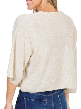Thumbnail 3: MAX STUDIO Women's 3/4 Sleeve Pullover Cropped Top  