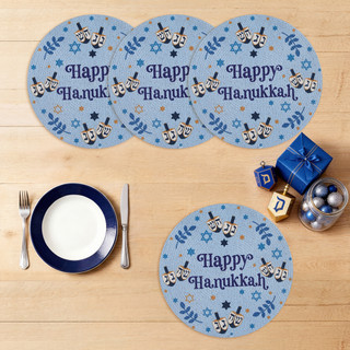 Thumbnail 2: AVANTI Avanti Happy Hanukkah Set of 4 Round Placemats 
