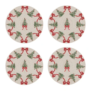 Thumbnail 1: AVANTI Avanti Bows & Trees Set of 4 Round Placemats 