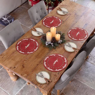 Thumbnail 4: AVANTI Avanti Merry Holly Set of 4 Round Placemats 
