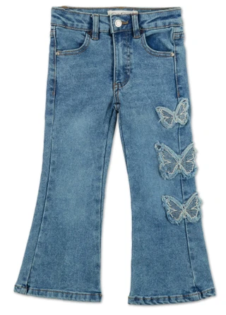 Thumbnail 1: Jessica Simpson Little Girls Embroidered Butterfly Flare Jeans  