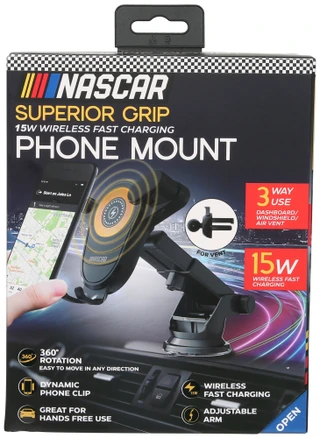 Thumbnail 1: Nascar Superior Grip Wireless Charging Phone Mount  