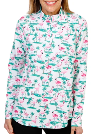 Thumbnail 1: Emerald 18 Women's Active UPF 50+ Quarter Zip  Printed Long Sleeve Top 