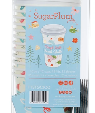 Thumbnail 2: SOPHISTIPLATE 12 Pk Christmas Sleigh Shells 16 oz Paper To-Go Cups 