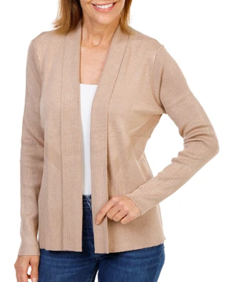 Thumbnail 1: ADRIENNE VITTADINI Women's Ribbed Open Cardigan 