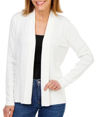 Thumbnail 1: ADRIENNE VITTADINI Women's Ribbed Open Cardigan 