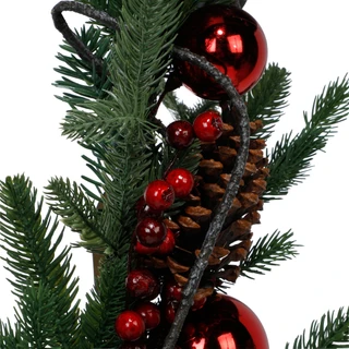 Thumbnail 2: Supreme Silk 5 Ft Magnolia Leaf Pine Christmas Garland with Berries 