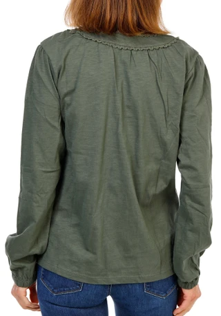 Thumbnail 2: Lands End Women's Crochet Trim Split Neck Top 
