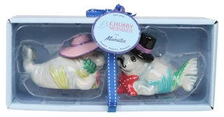 Thumbnail 1: Chubby Mermaids Manatees in Hats Salt & Pepper Shakers in Gift Box 