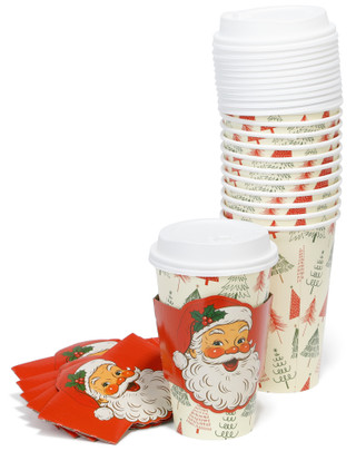 Thumbnail 1: SOPHISTIPLATE 12 Pk Christmas Vintage Santa 16 oz Paper To-Go Cups 