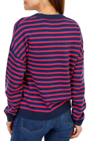 Thumbnail 2: Southern Tide Women's Long Sleeve Striped Lace-Up Sweater 