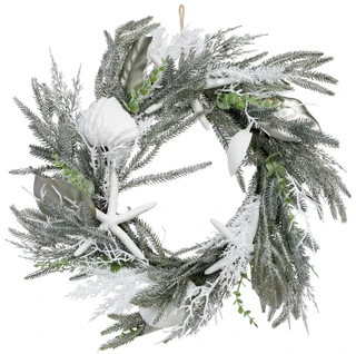 Thumbnail 1: Magical Season 20 In White Coastal Starfish Christmas Wreath 