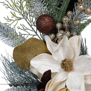 Thumbnail 2: Magical Season 22 In Frosted Brown Bow Christmas Wreath 