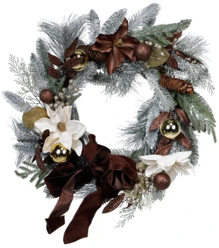 Thumbnail 1: Magical Season 22 In Frosted Brown Bow Christmas Wreath 