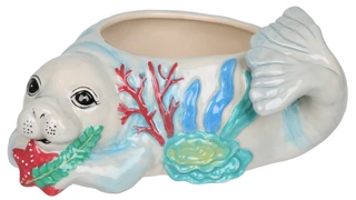 Thumbnail 1: Chubby Mermaids Decorative Coral Manatee Bowl 