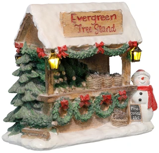 Thumbnail 2: Magical Season 9x10 LED Lighted Christmas Tree Stand Village Scene 