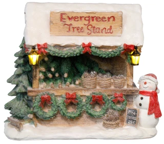 Thumbnail 1: Magical Season 9x10 LED Lighted Christmas Tree Stand Village Scene 