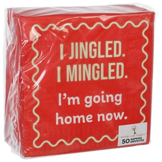 Thumbnail 1: Drinks & Giggles 50 Pk I Jingled I Mingled Christmas Cocktail Napkins 