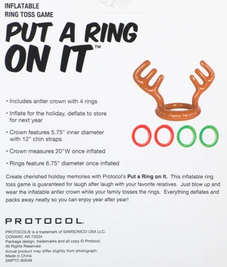 Thumbnail 2: Protocol Put a Ring On It Inflatable Christmas Antler Ring Toss Game 