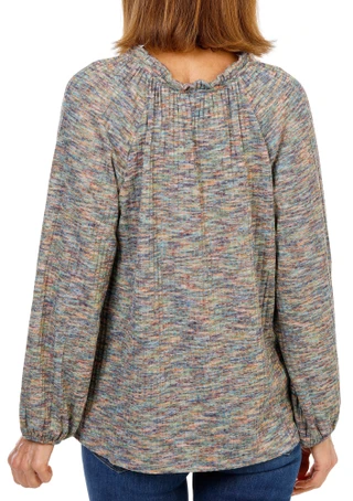 Thumbnail 2: Zac & Rachel Women's Long Sleeve Ruffle Split Neck Top 