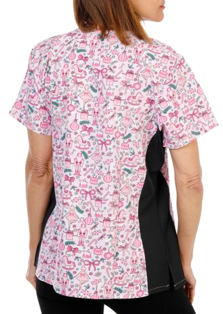 Thumbnail 2: Divine Stretch Women's Christmas Print Scrub Top 