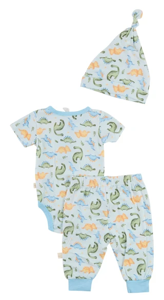 Thumbnail 2: MILKBERRY Baby Boys 3 Pc Printed Pants Set 